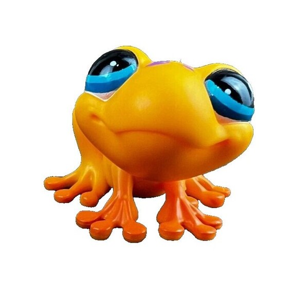 Littlest Pet Shop LPS #874 Orange Frog With Teardrop Eyes Authentic Hasbro LPS - Picture 1 of 9